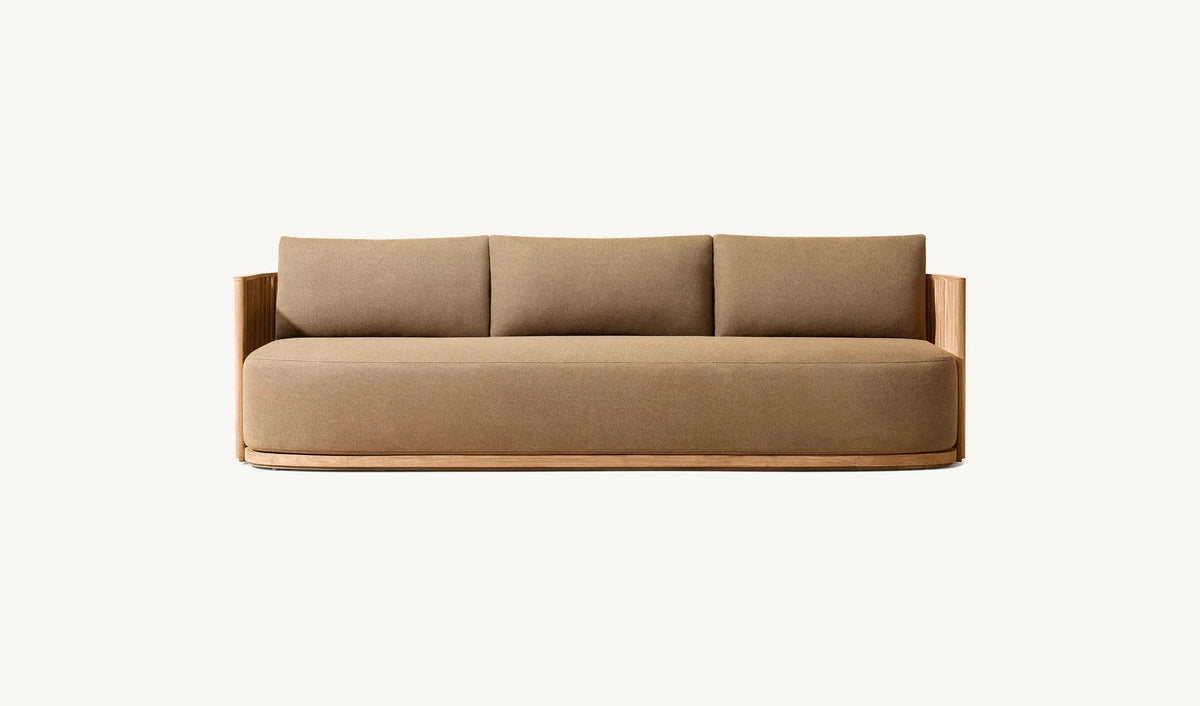 Outdoor garden furniture Custom garden patio teak sectional sofa set Waterproof fabric sofa  table and chair covers wood frame