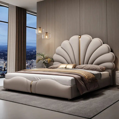 Nordic Aesthetic Double Bed European Queen Twin King Headboard Frame Luxury Cama Casal Furniture  Bed bases and bed frames home