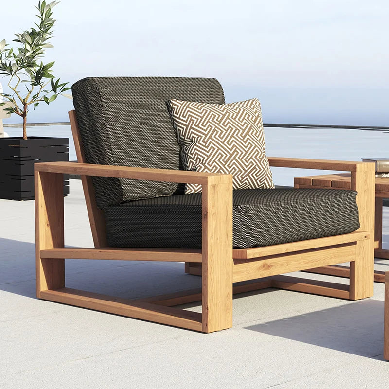 For Outdoor teak sofa set Modern simple weatherproof fabric Waterproof open-air villa courtyard garden furniture