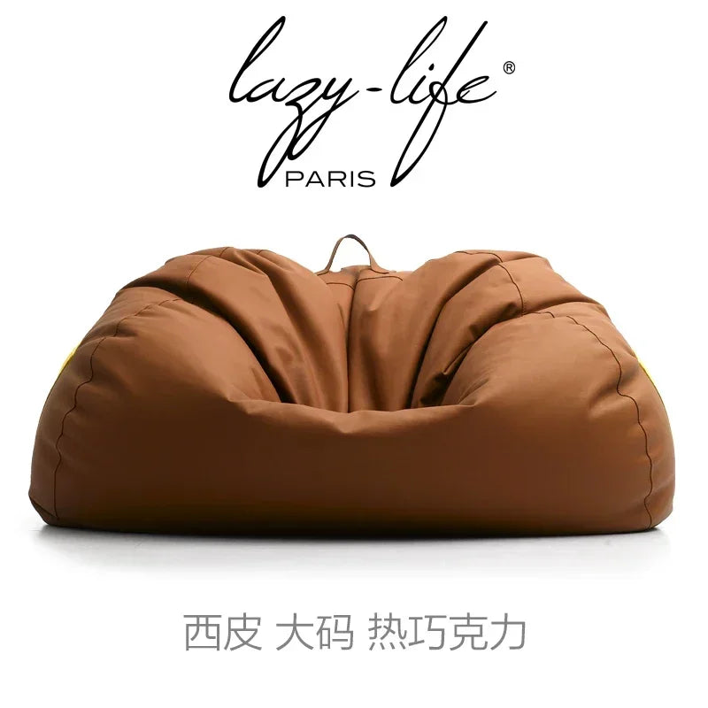 Light luxury leather lazy sofa bean bag balcony lying down single double large tatami seat