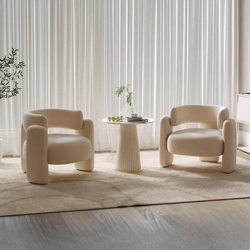 Cream Single Sofa Chair Balcony Light Luxury Chair Tea Table Combination Beauty Salon Rest Area Reception Negotiation Chair