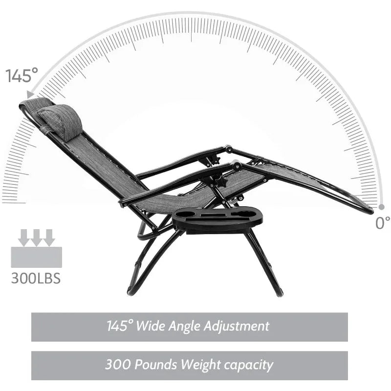 Patio Zero Gravity Chair Outdoor Folding Lounge Chair Recliners Adjustable Lawn Lounge Chair With Pillow For Poolside