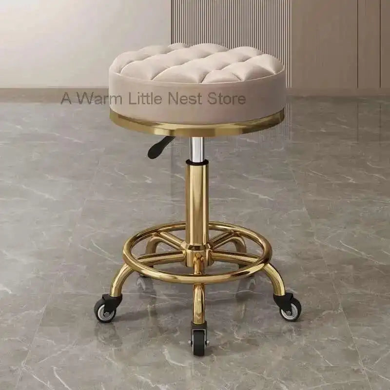 Barber Nail Salon Chair Swivel Wheels Rotating Salon Hair Stylist Barbershop Equipment Furniture Professional Rolling Silla