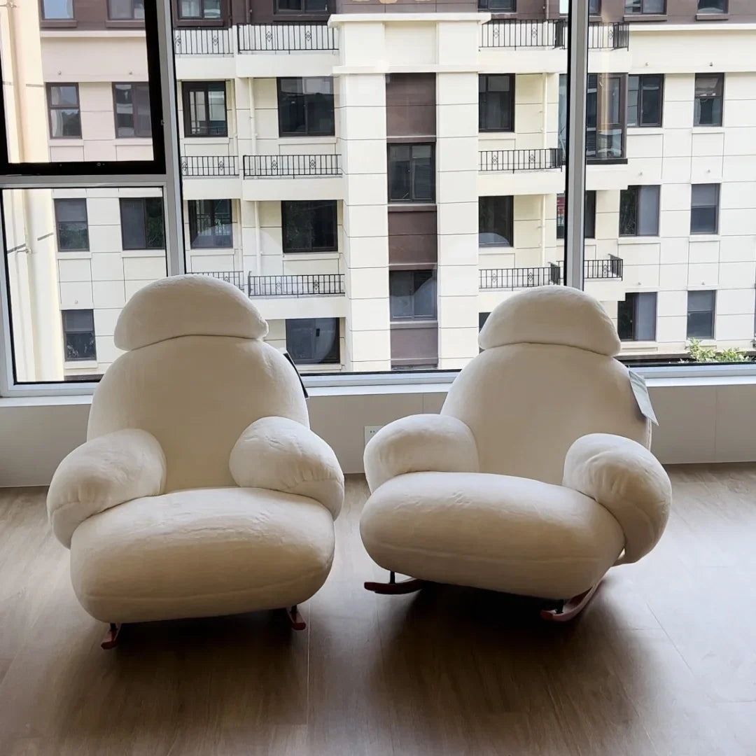 A The Cream Style Comfortable Sitting And Lying Angles Velvet Fabric Recreation Area Sillas