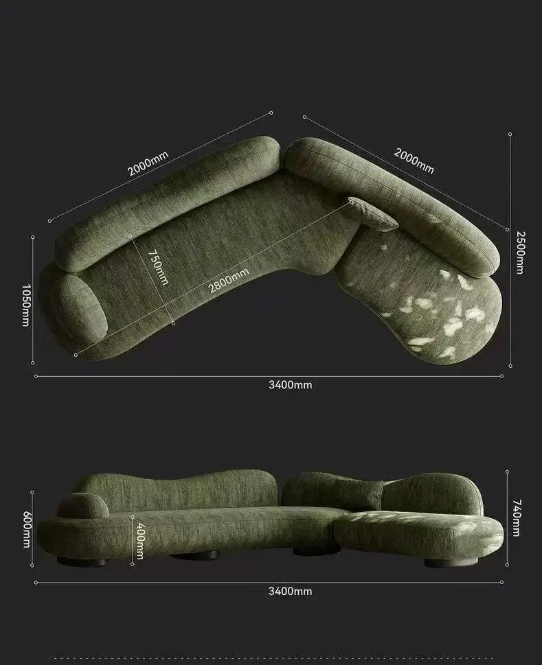 Italian minimalist sea salt sofa living room large flat layer fabric simple modern special-shaped sofa