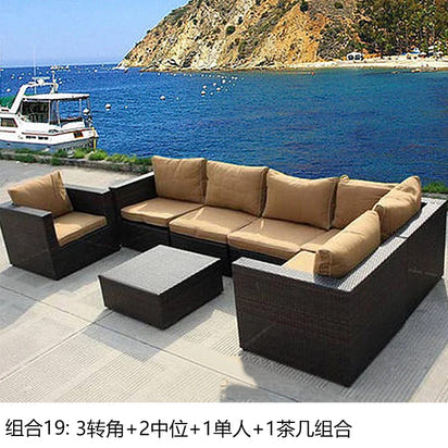 Terrace Modern Garden Sofas Outdoor Combination Courtyard Nordic Garden Sofas Waterproof Pe Rattan Furniture Sofá Jardín MHHYSF