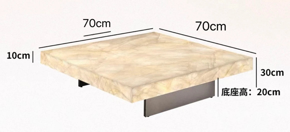 Square luminous jade coffee table villa living room marble high-end Venice brown home