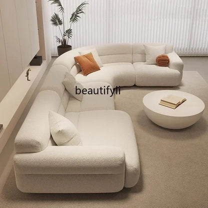 yA38 Italian minimalist corner large arc fabric combination sofa modern beauty salon size apartment