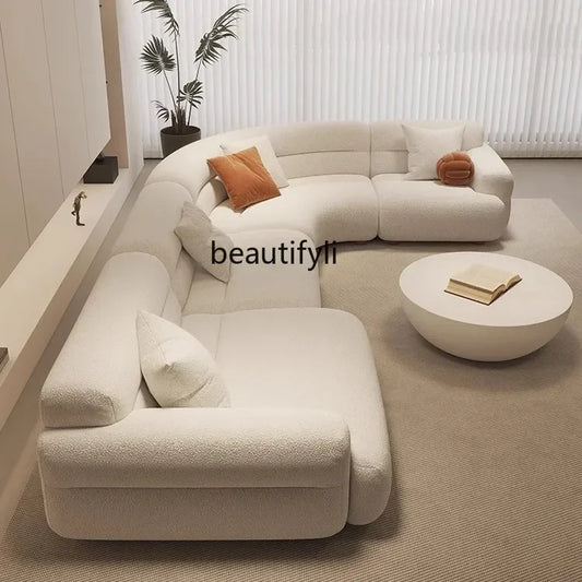 yA38 Italian minimalist corner large arc fabric combination sofa modern beauty salon size apartment