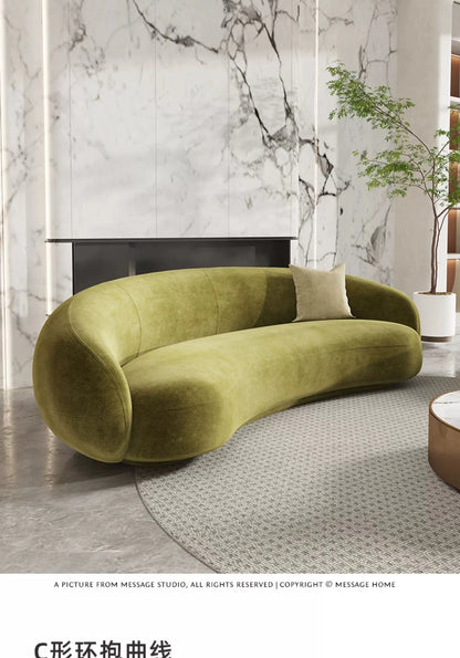 Minimalist creative living room sitting area reception lamb wool curved cashew fabric sofa
