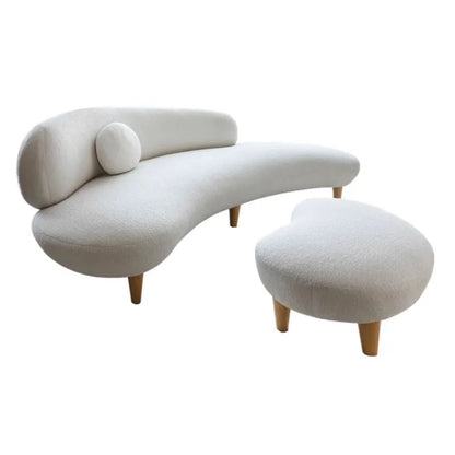 Italian minimalist white cashmere fabric Nordic light luxury small apartment curved sofa