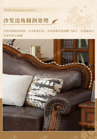 Solid wood leather sofa combination living room simple whole house furniture