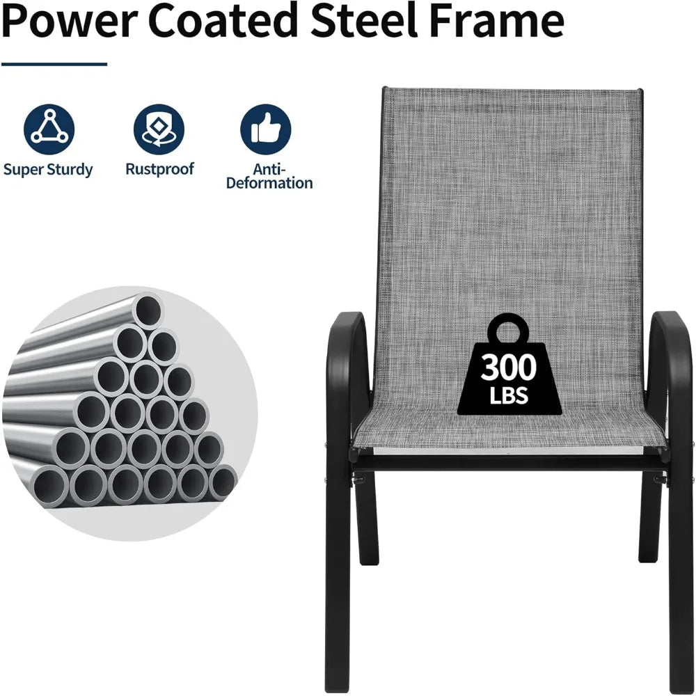 Patio Chairs Set of 6, Outdoor Dining Chairs with All Weather Lightweight Textilene, Lawn Chairs 300Lbs Capacity for Backyard De