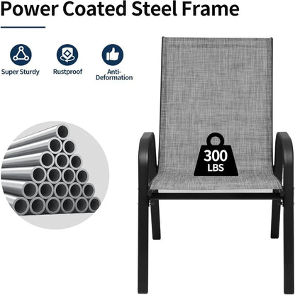 Patio Chairs Set of 6, Outdoor Dining Chairs with All Weather Lightweight Textilene, Lawn Chairs 300Lbs Capacity for Backyard De