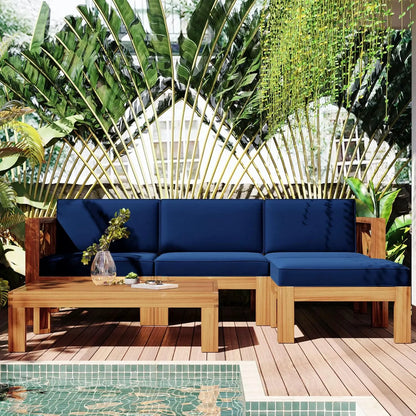 Modern Patio Furniture Set, 6-Piece Outdoor Sectional Sofa Set with Round Nesting Coffee Tables and Seating Sofa, Customized