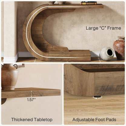 Tribesigns 43.3" Mid-Century Modern Console Table for Entryway, Wood C-Shaped Hallway Entry Accent Table for Living Room