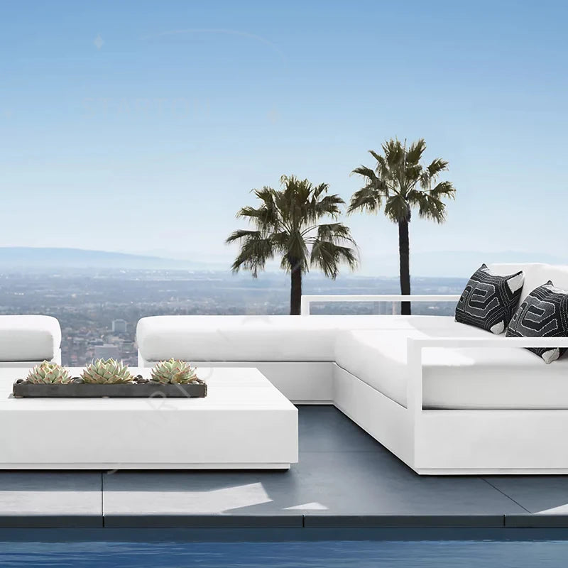 Aluminum Outdoor Sofa Set Furniture Metal Modern Furniture Patio Villa Sofa Set Sofas Luxury Outdoor Furniture