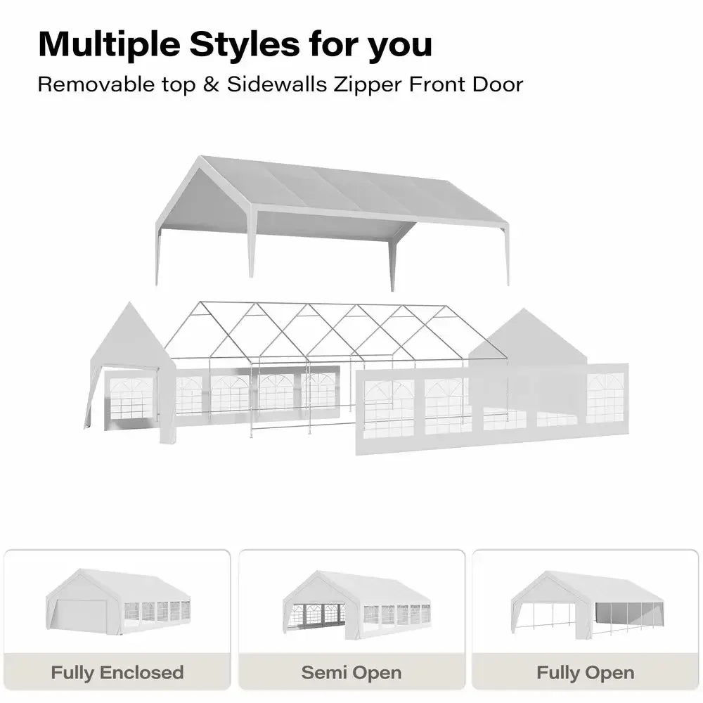 Party Tent, Heavy Duty Waterproof Canopy with Removable Sidewalls amp RollUp Door, Large White Event Shelter with Steel Frame f