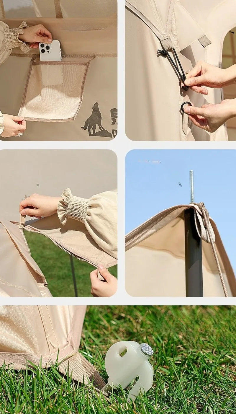 Portable Inflatable Tent Waterproof Sun Protection Thickened Quickly Open Tents Nature Hike Family Travel Camping Shelter Tents