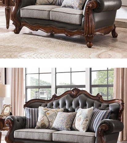 solid wood sofa simple European living room retro combination light luxury neoclassical sofa small apartment