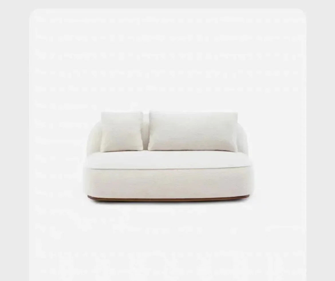 A  Italian minimalist island sofa modern cream style villa large flat black walnut, fabric sofa