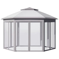 11' x 13' Pop Up Gazebo  Tent with Zippered Mesh Sidewalls and Carrying Bag Event Tent Shelter for Patio Garden Backyard Gray