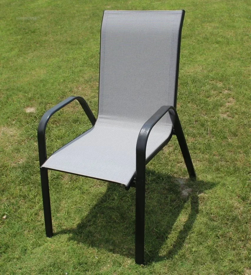 Outdoor Beach Chairs Outdoor Courtyard Balcony Waterproof and Sunscreen Iron Chair Outdoor Furniture Home Leisure Back Armchairs