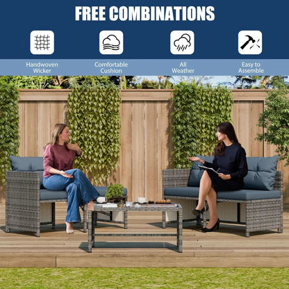 Vongrasig 3 Piece Patio Furniture Sets, All-Weather Wicker Outdoor Sofa Couch Sectional Set, Small Conversation Set for Patio, G