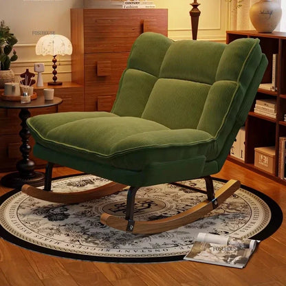 Nordic Widened Living Room Sofas Living Room Adults Can Rocking Single Sofas for Balcony Leisure Corduroy Rocking Lazy Chair