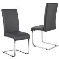 Dining Chairs Leather Upholstered Dining Side Chairs High Back Dining Room Chairs Metal Home Kitchen Furniture Modern 2PCS, Gray
