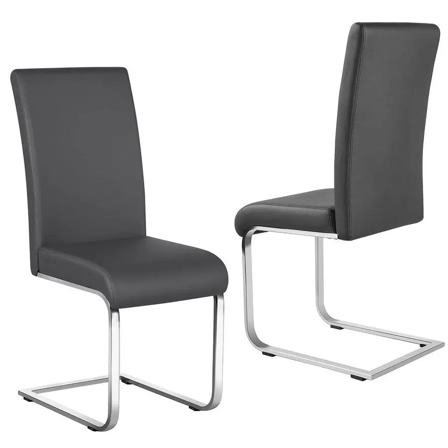 Dining Chairs Leather Upholstered Dining Side Chairs High Back Dining Room Chairs Metal Home Kitchen Furniture Modern 2PCS, Gray