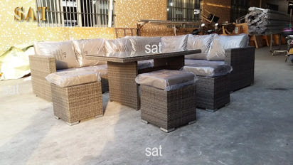 -L shape Design rattan wicker sofa set modular modern garden sectional furniture outdoor furniture