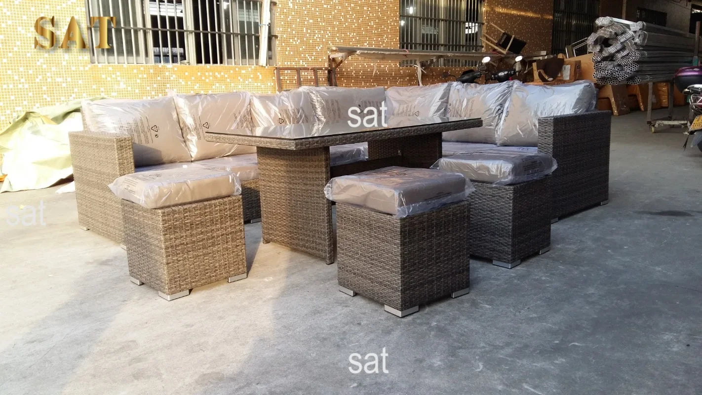 -L shape Design rattan wicker sofa set modular modern garden sectional furniture outdoor furniture