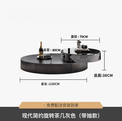 Italian Luxury Oval Coffee Tables Modern Minimalist Rotatable Center Coffee Table Set Stainless Steel Living Room Furniture FYCT