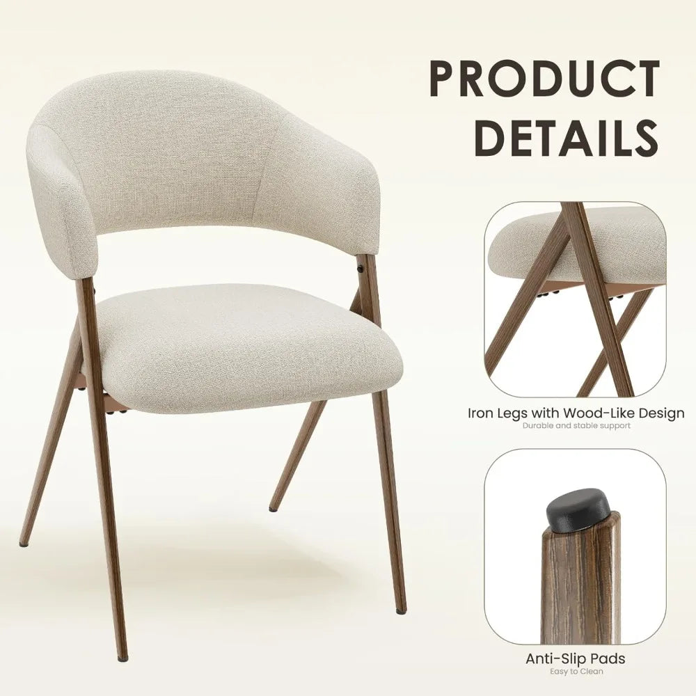 Set of 4 Modern Fabric Upholstered Dining Chairs with Open Back and Padded Seat for Living Room and Kitchen