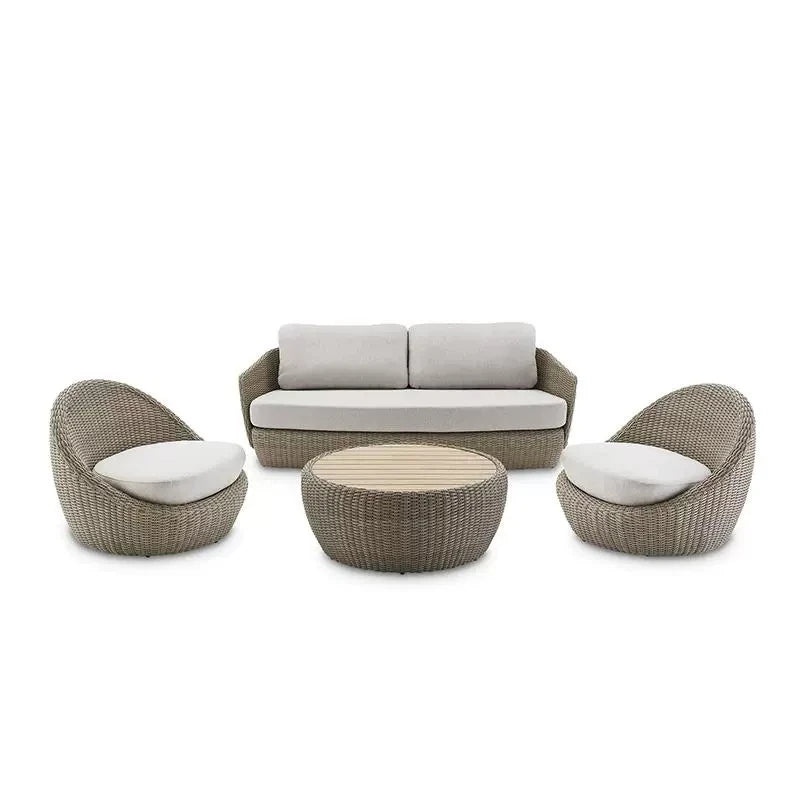 Quick drying foam metal frame rattan garden sofa modern outdoor sofa set