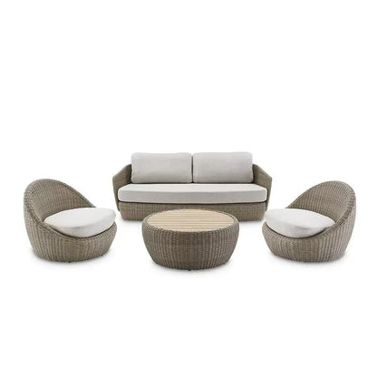 Quick drying foam metal frame rattan garden sofa modern outdoor sofa set