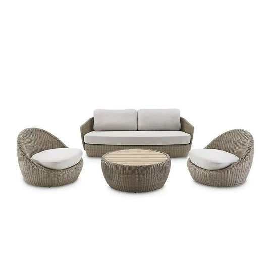 Quick drying foam metal frame rattan garden sofa modern outdoor sofa set