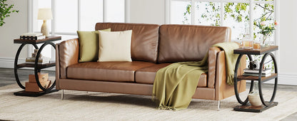 Tribesigns End Table, Narrow End Table with 3 Storage Shelves, Wood Side Table with Black Metal Frames, Industrial Sofa table