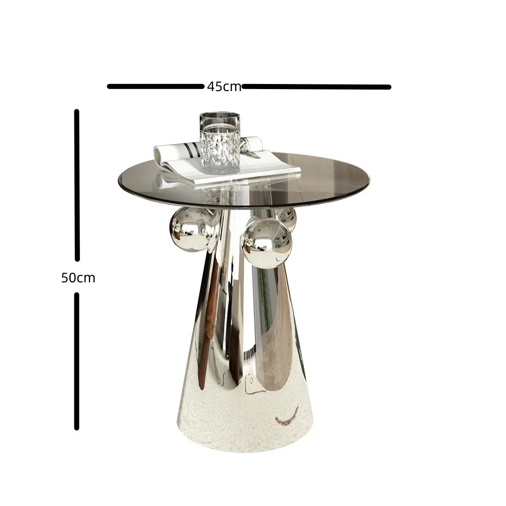 Light luxury stainless steel special-shaped coffee table high-end mirror business negotiation coffee table art