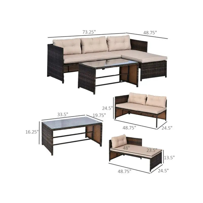 Outdoor Pieces Patio Furniture Set for Garden and Yard, Comfortable Seating, Durable Design