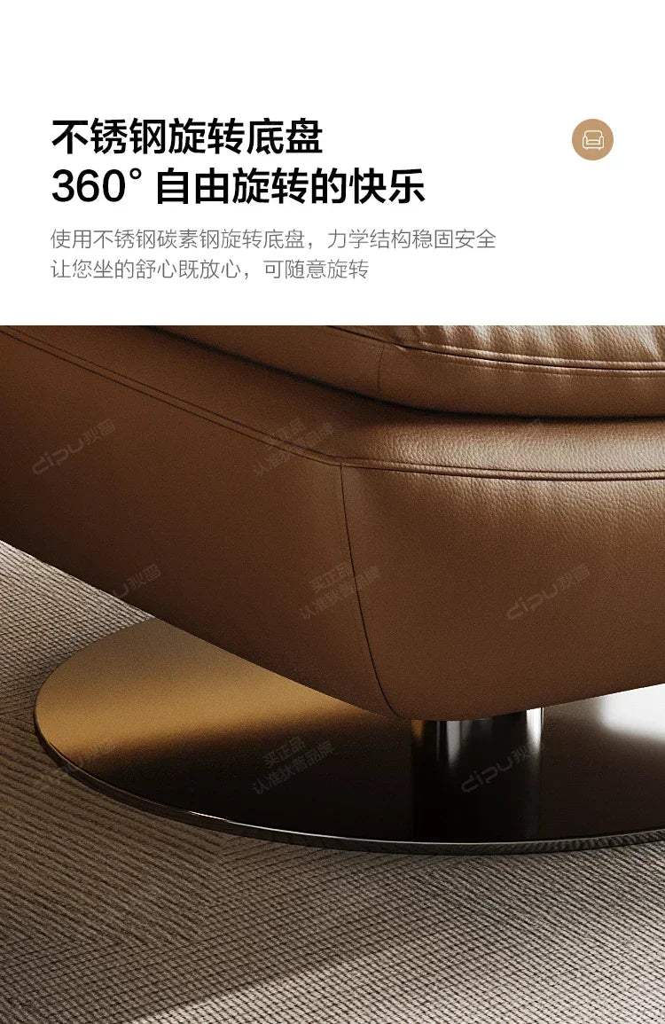 Genuine Leather Couch Single Minimalist Cream Style Living Room Small Apartment Bedroom Leisure Chair