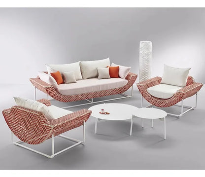 Outdoor Patio Rattan Sofa Hotel Homestay Open-Balcony Leisure Table and Chair Waterproof Sunproof Furniture Set