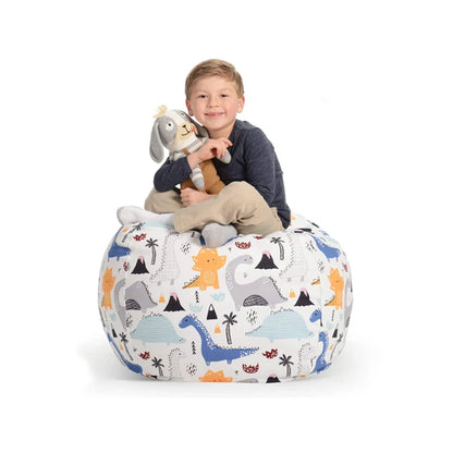 Printed Children's Plush Toy Storage Beanbag Set Comfortable Lazy Sofa Beanbag Storage Stuffed Chair Children's Toy Zipper
