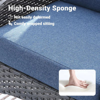 4 Pieces Patio Furniture Set with 30" Fire Pit Table, Outdoor Wicker Chairs of 4, All Weather High Back Rattan Chairs 4-Seater w