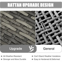 8-piece outdoor patio furniture set with fire pit and wicker rattan sectional sofa with coffee table