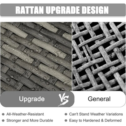 8-piece outdoor patio furniture set with fire pit and wicker rattan sectional sofa with coffee table