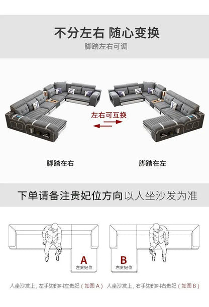 custom. [1856 People Collected] Simple Modern Large and Small Apartment Removable Fabric Sofa Set U-shaped Sofa Living Room Wash