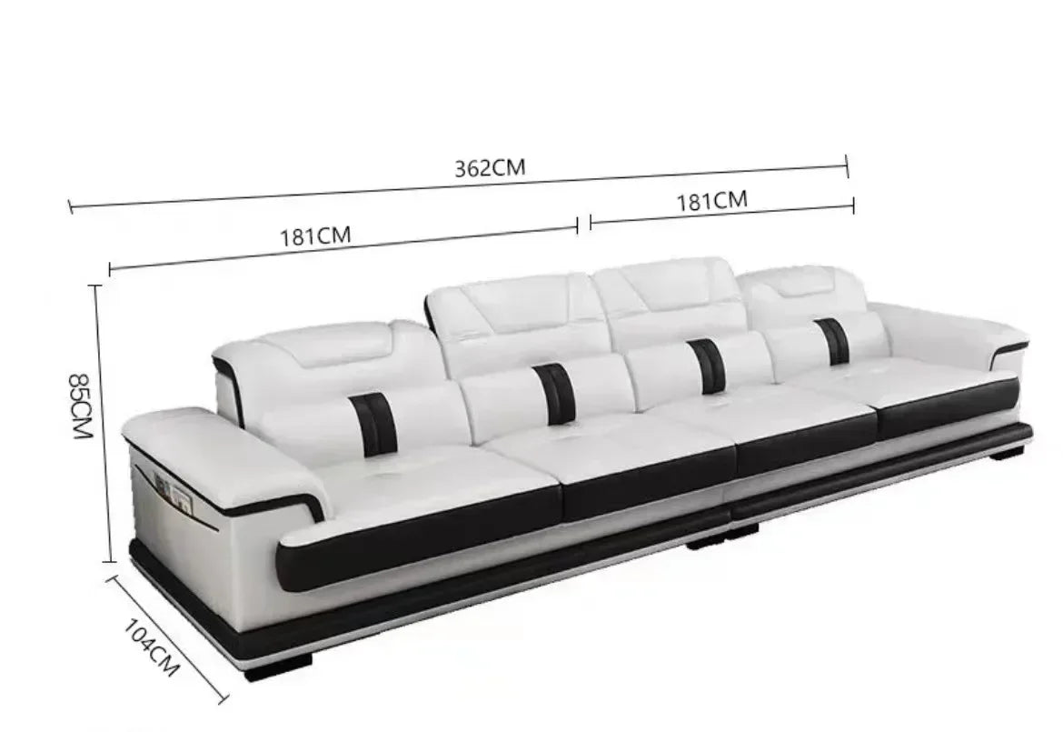 durable Living Room Sofa set corner sofa speaker real genuine cow leather sectional sofas nordic L shape bluetooth headrest func