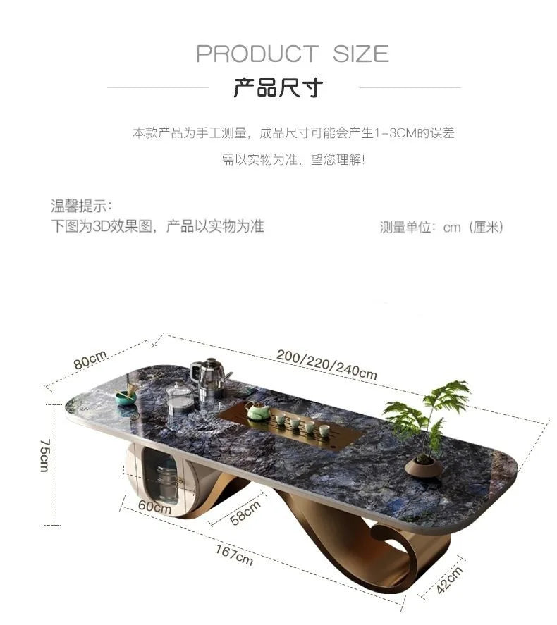 Light luxury rock slab table and chair combination modern minimalist design, creative high-end villa office tea table